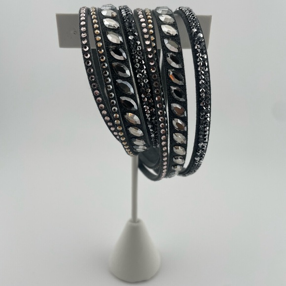 Swarovski Jewelry - Swarovski Crystal Multi-Strand Wrap Bracelet Black (Swan Logo Snap)